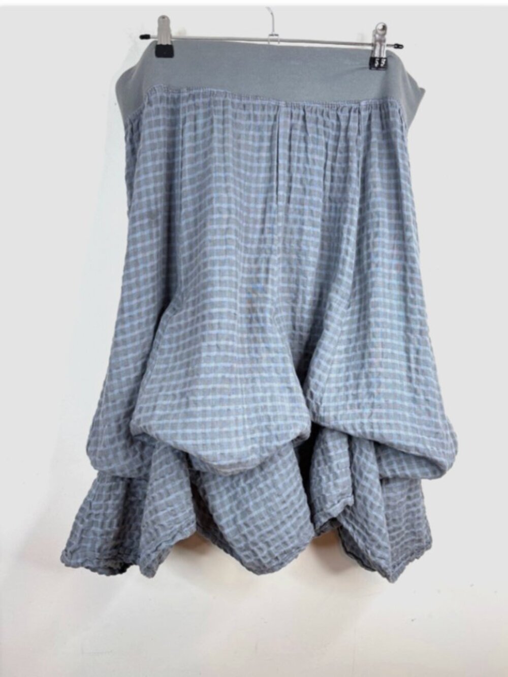 Linnea Linen Midi Skirt M Convertible Elastic Waist Lagenlook Artsy Made in USA